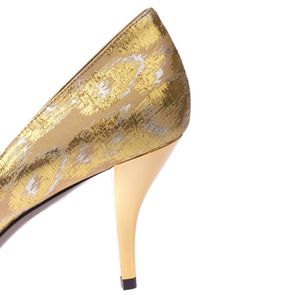 LANVIN Patterned Gold d'orsey Pump heels - Picture 6 of 11